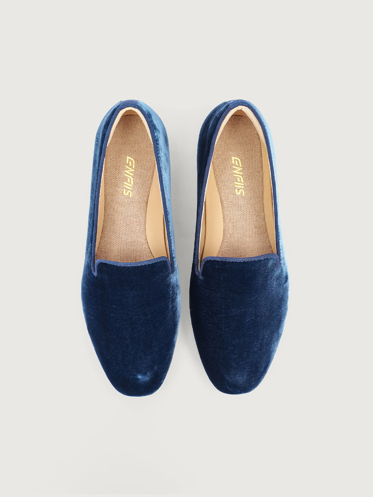 Blue Silk Velvet Loafers - Narrow