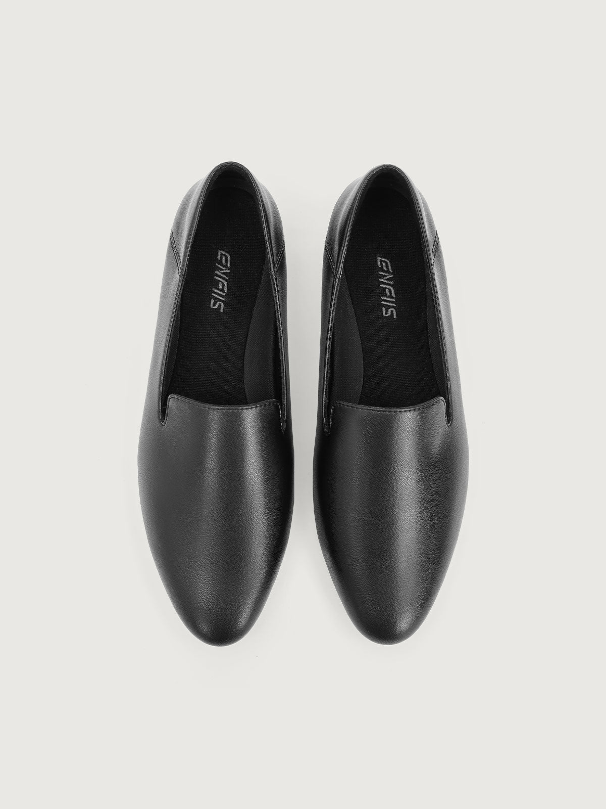 Black Lamb-pattern Vegan Leather Loafers - Narrow