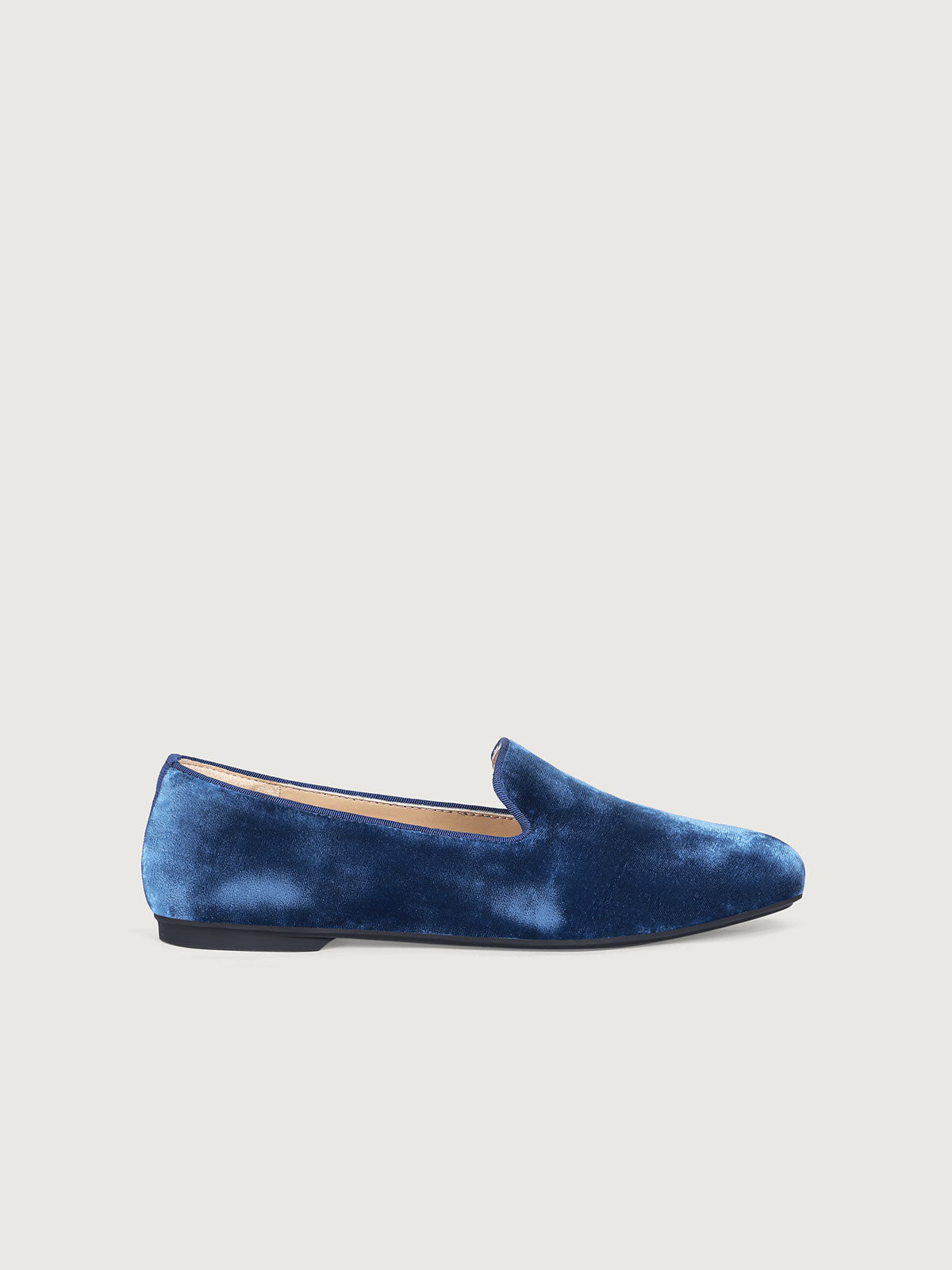 Blue Silk Velvet Loafers - Narrow