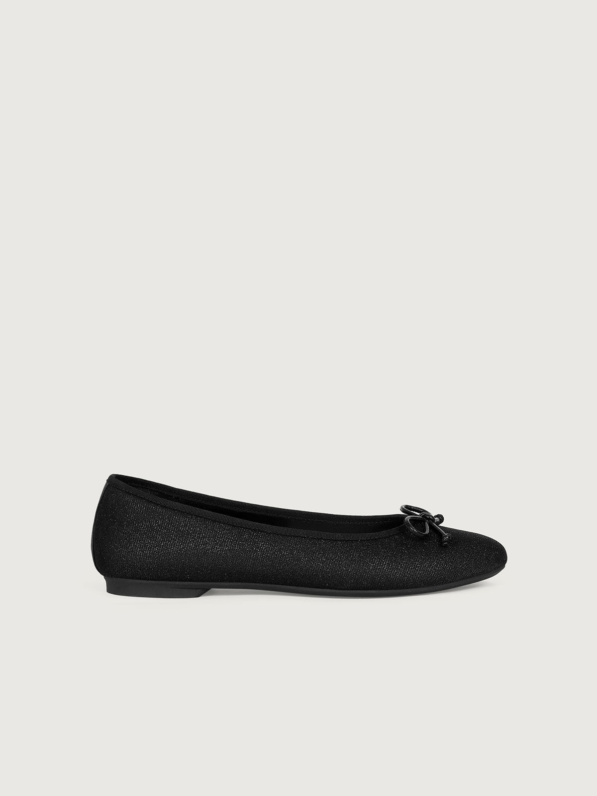 Black Glitter Ballet Flats - Narrow