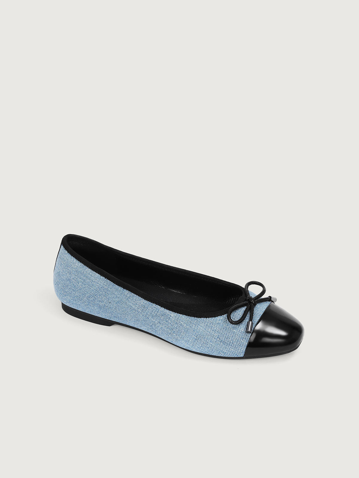 Light Blue Washed Denim Cross-head Ballet Flats - Narrow