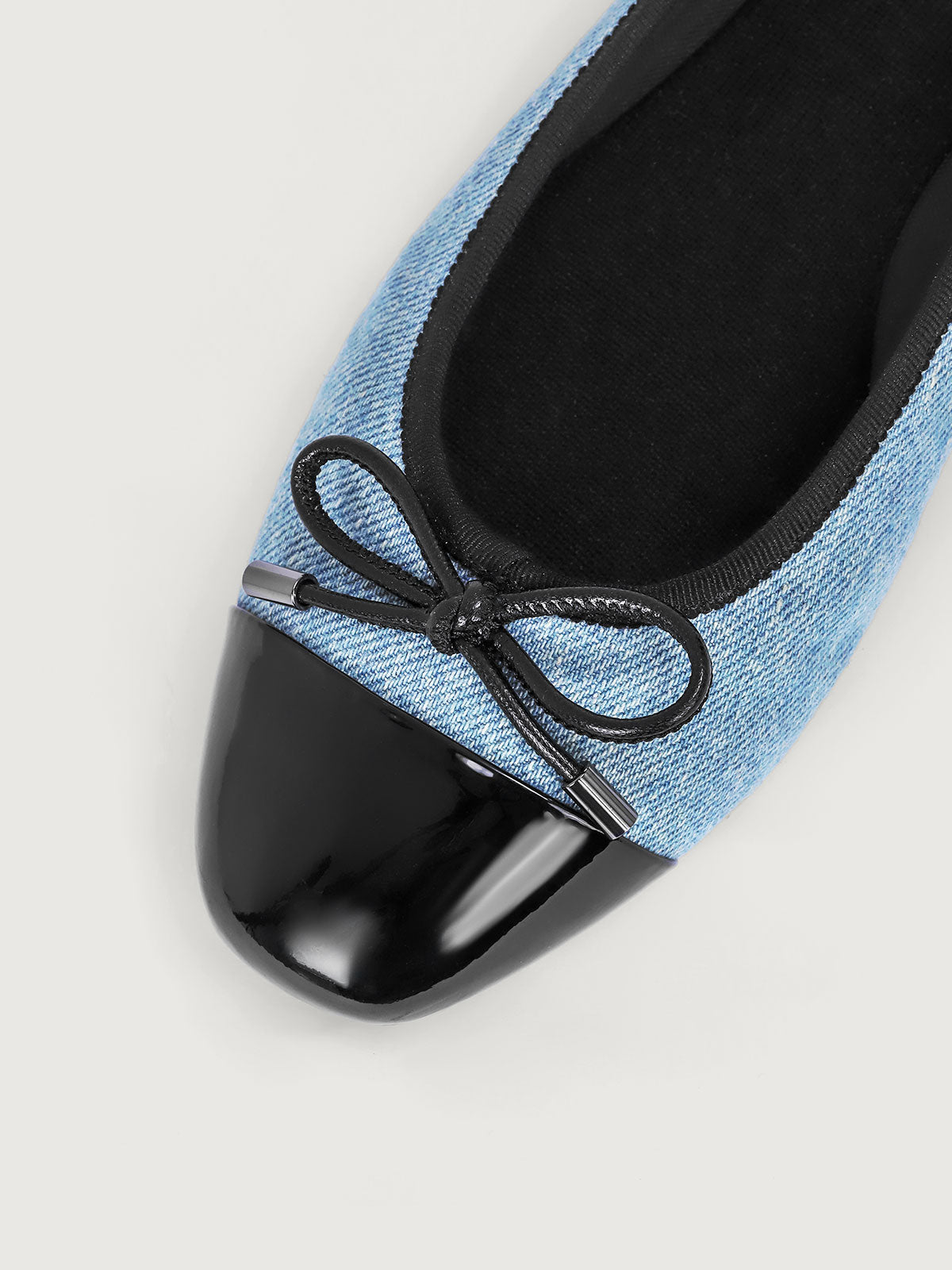 Light Blue Washed Denim Cross-head Ballet Flats - Narrow