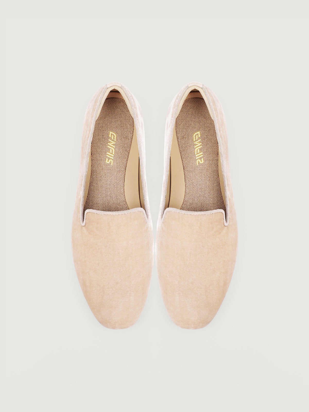 Apricot Silk Velvet Loafers - Narrow