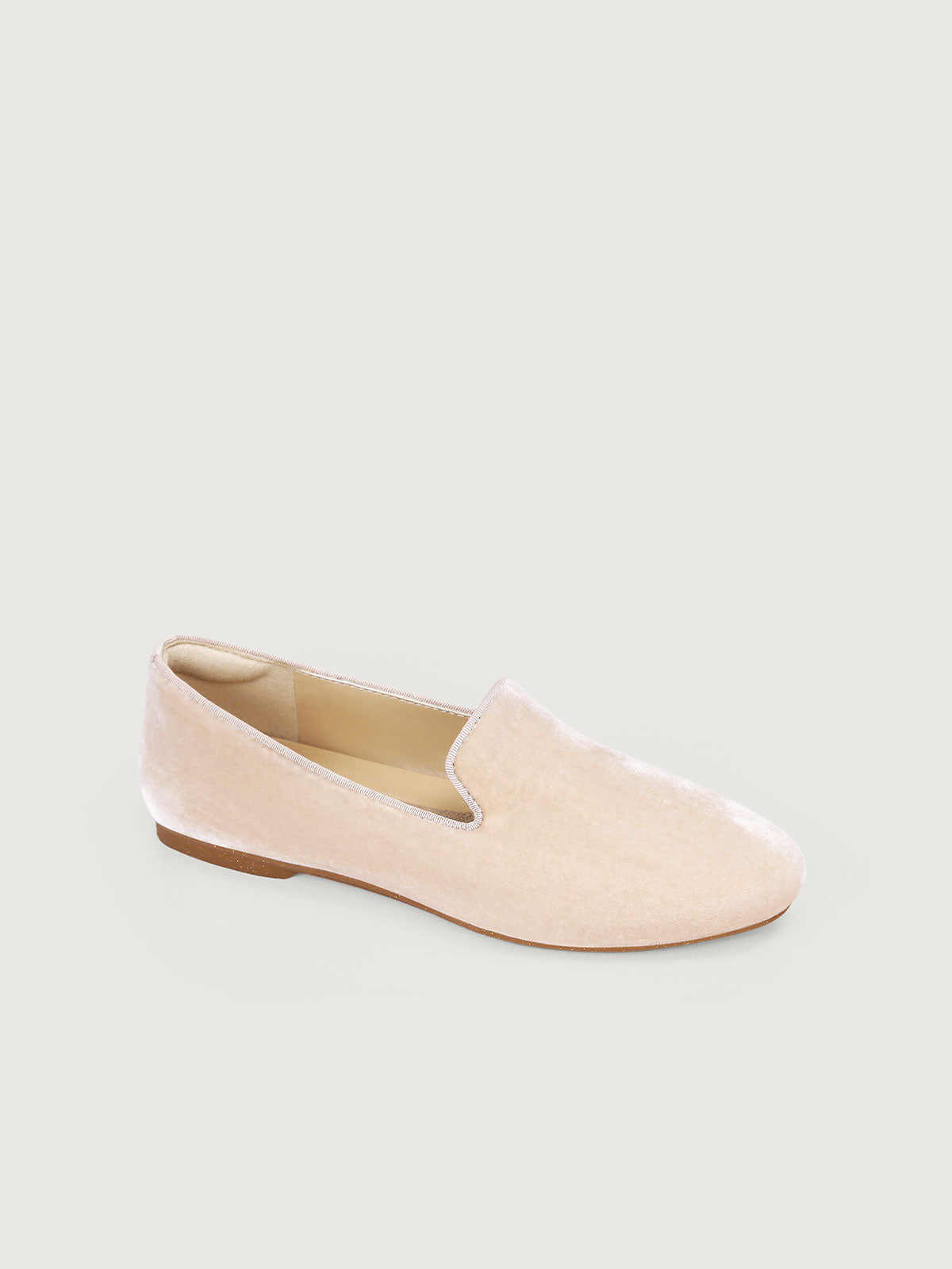 Apricot Silk Velvet Loafers - Narrow
