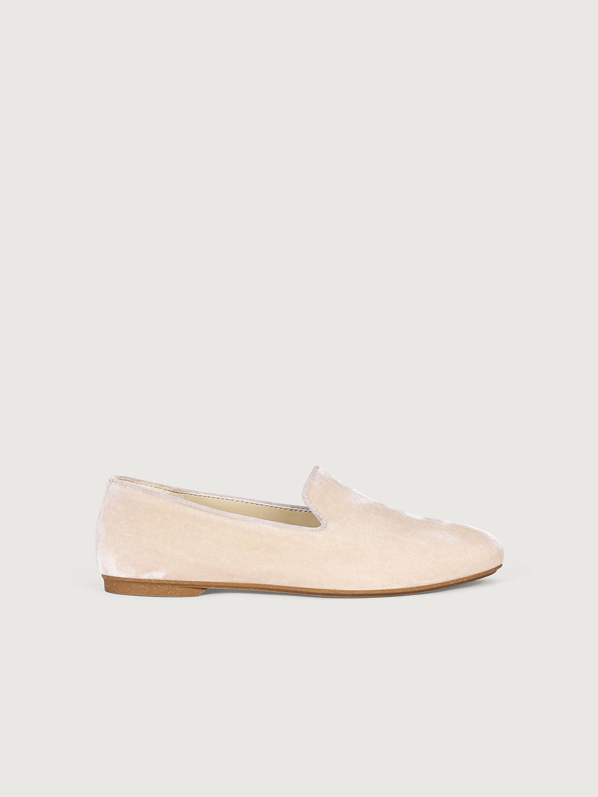 Apricot Silk Velvet Loafers - Narrow