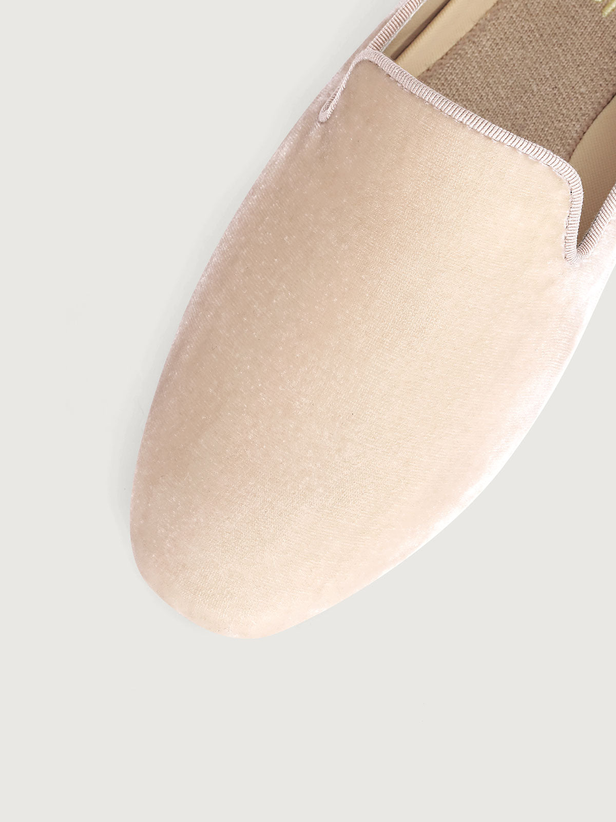 Apricot Silk Velvet Loafers - Narrow