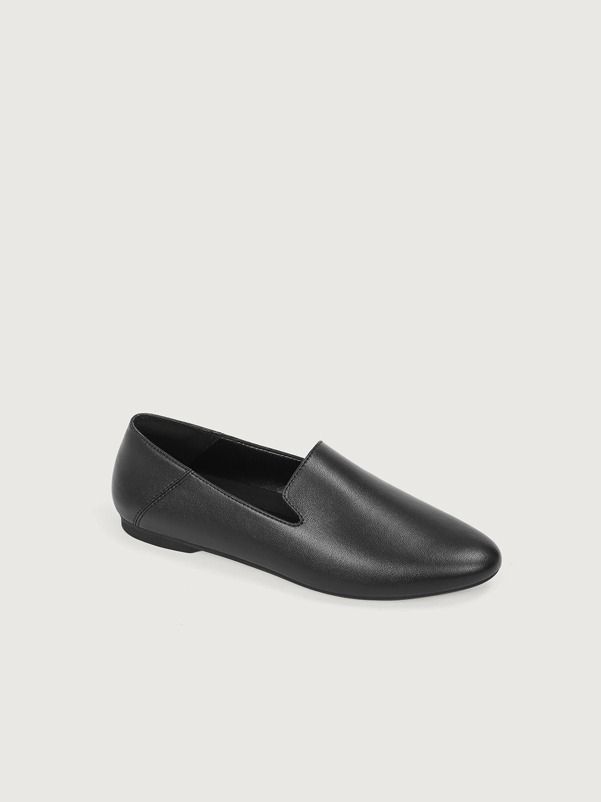 Black Lamb-pattern Vegan Leather Loafers - Narrow